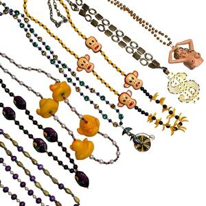 Lot of 8 Novelty Mardi Gras Beads Necklace Fantasy Fest Pimp Carnival Costume